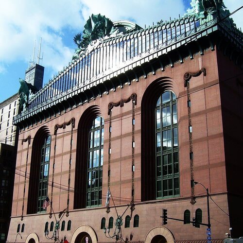 Outside of Harold Washington Library in Chicago