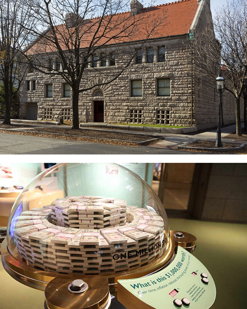 Image collage of the outside of Glessner House in Chicago and the inside