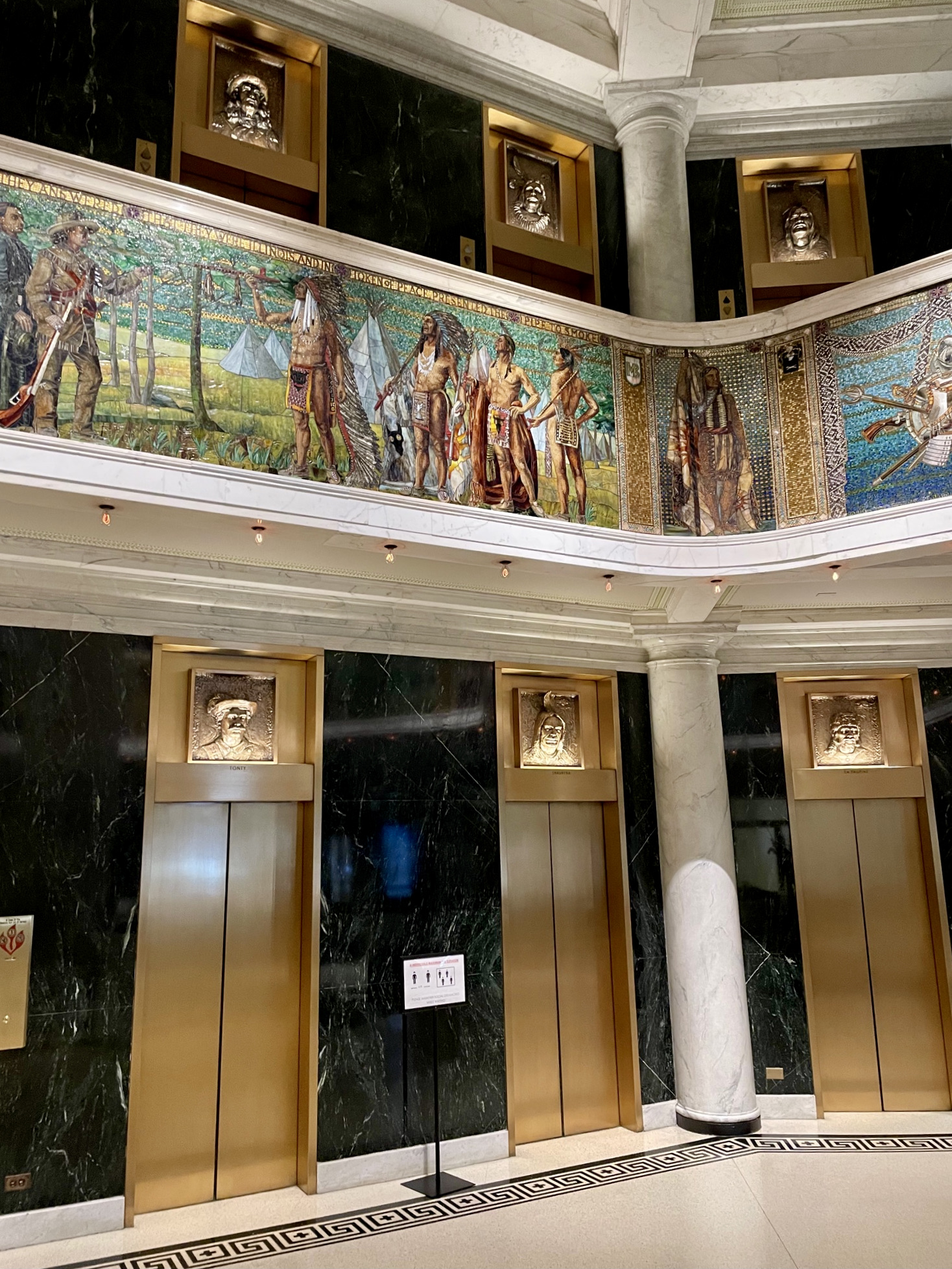 Inside of the Marquette Building in Chicago's Loop neighborhood