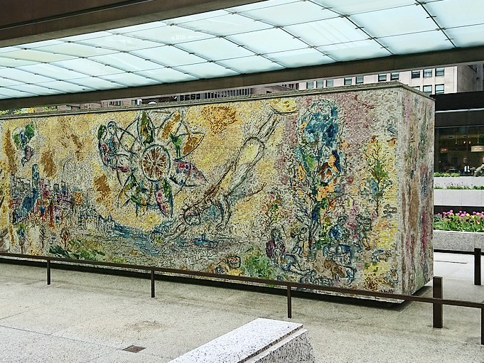 Marc Chagall's mosiac sculpture artwork The Four Seasons in Chicago