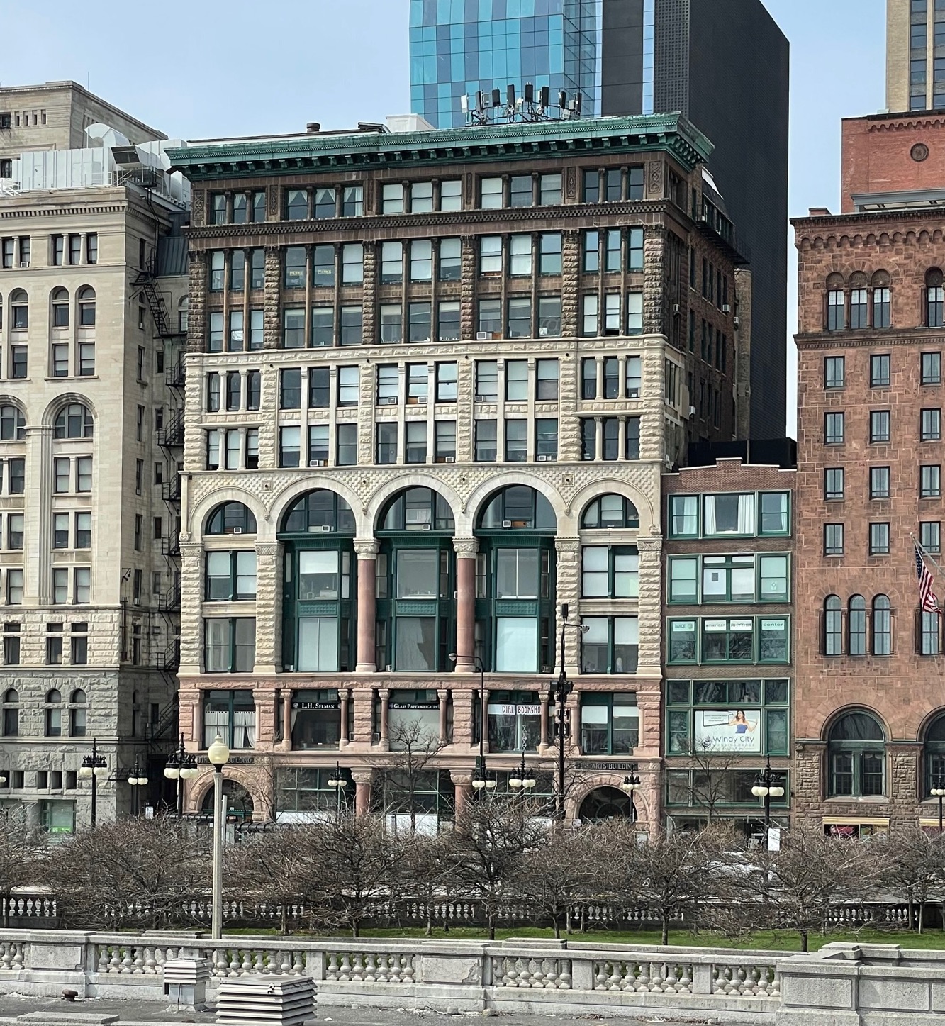 Outside of the Fine Arts Building in the Loop neighborhood of Chicago